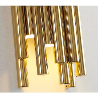8-Light Gold Stainless Steel LED Rod Wall Sconce