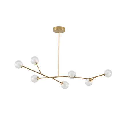7-Light Brass Chandelier With Clear And White Glass Shades