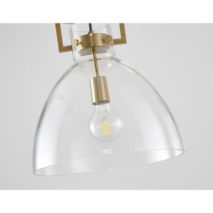 1-Light Brass Semi Flush Mount With A Clear Glass Shade