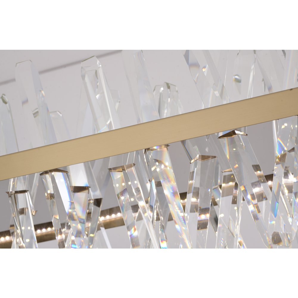 4-Light Gold LED Chandelier With Clear Crystal Accents