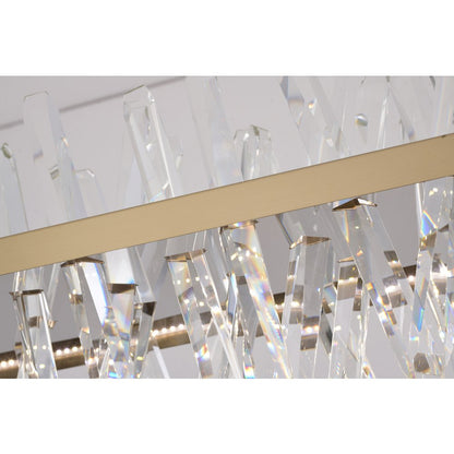 4-Light Gold LED Chandelier With Clear Crystal Accents