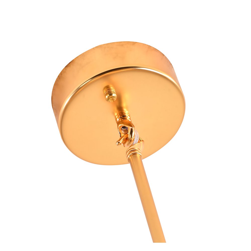 9-Light Gold Chandelier With An Amber Glass shade
