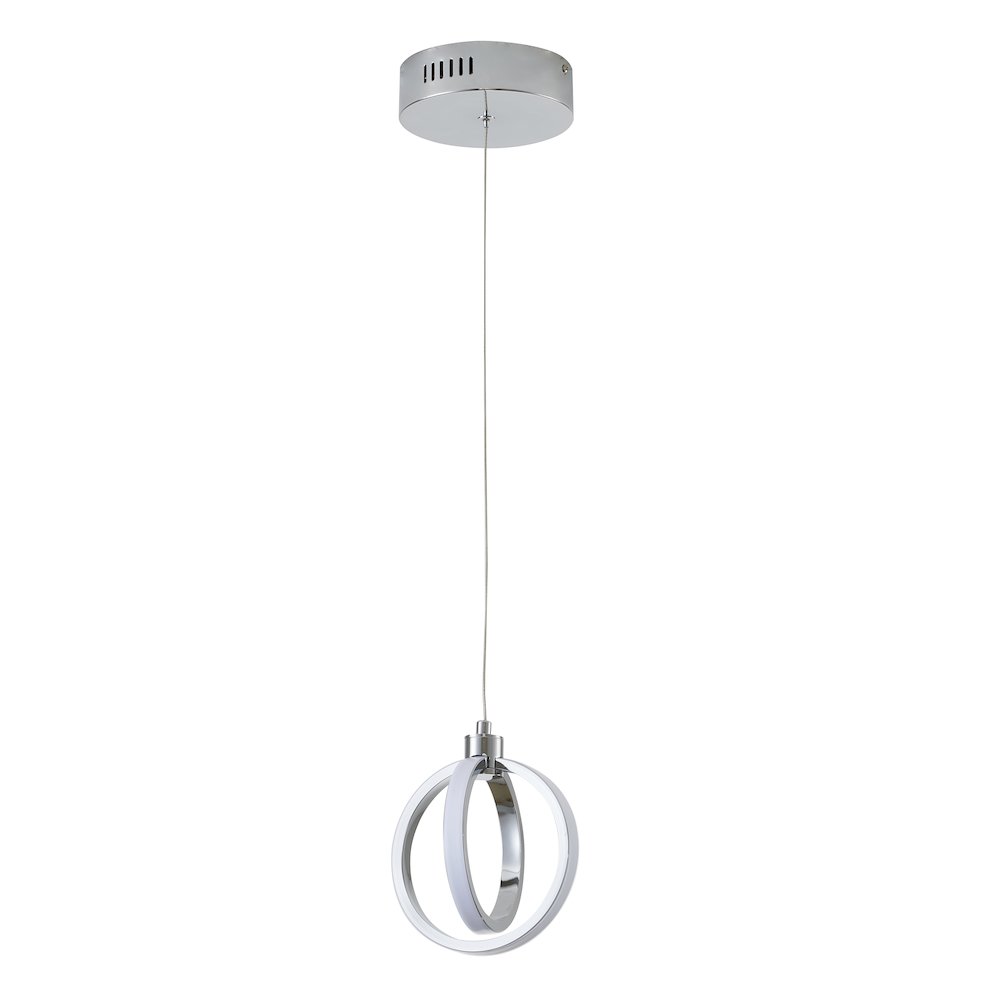 2-Light Chrome LED Pendant With White Acrylic Diffuser