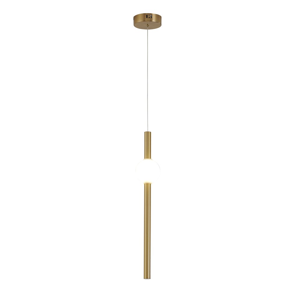 1-Light Gold LED Pendant With A White Glass Shade