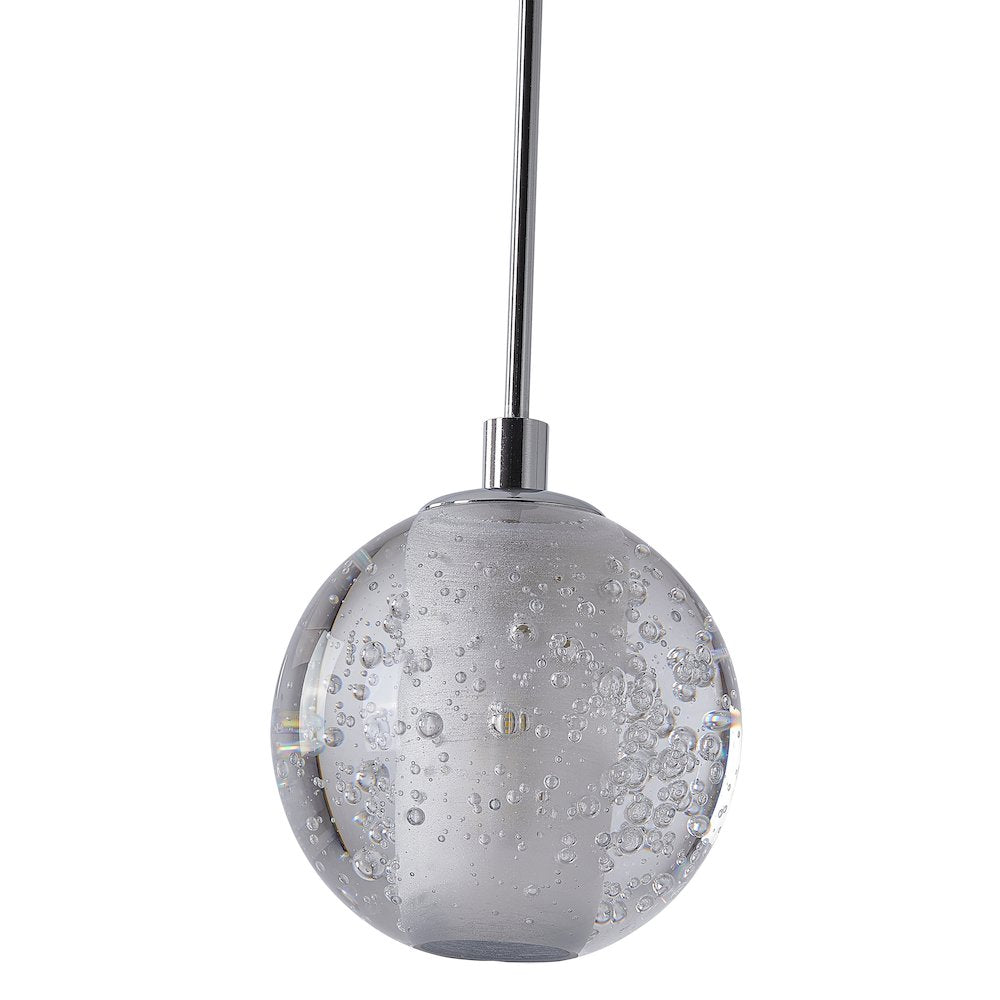 1-Light Chrome Single Pendant With A Clear Bubble Shade