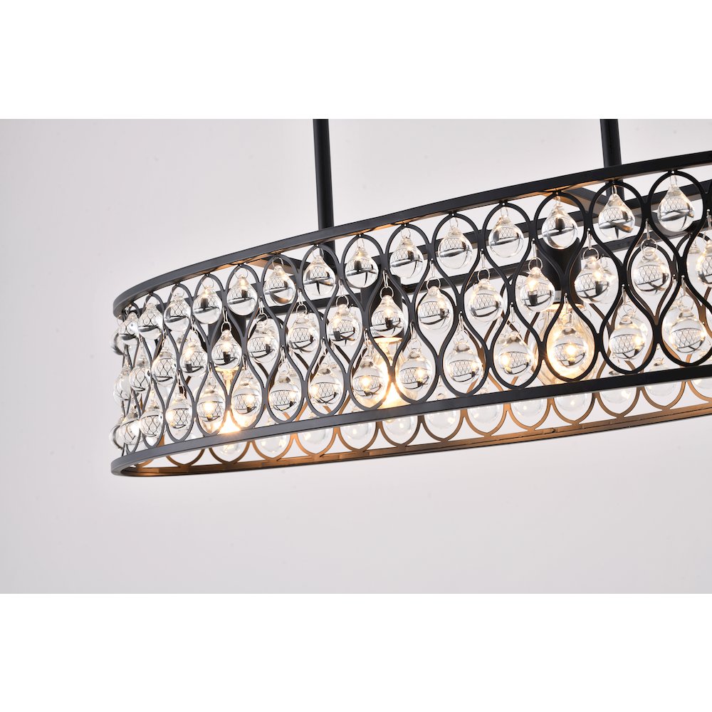 4-Light Black Chandelier With Clear Crystal Accents