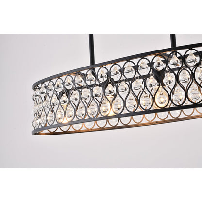 4-Light Black Chandelier With Clear Crystal Accents