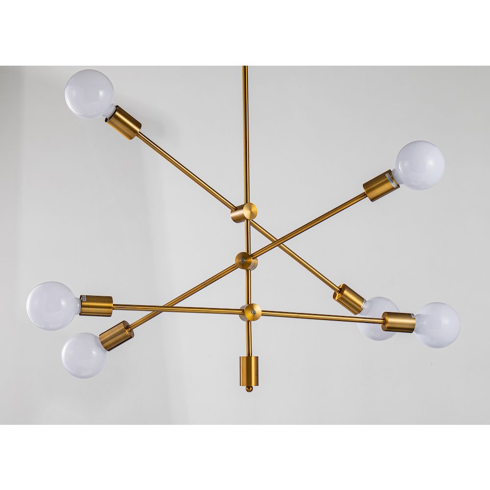 6-Light Antique Gold Metal Sputnik Chandelier