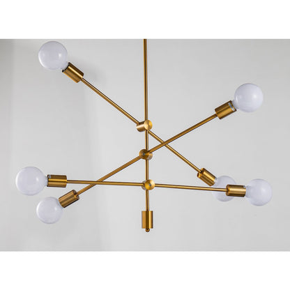 6-Light Antique Gold Metal Sputnik Chandelier