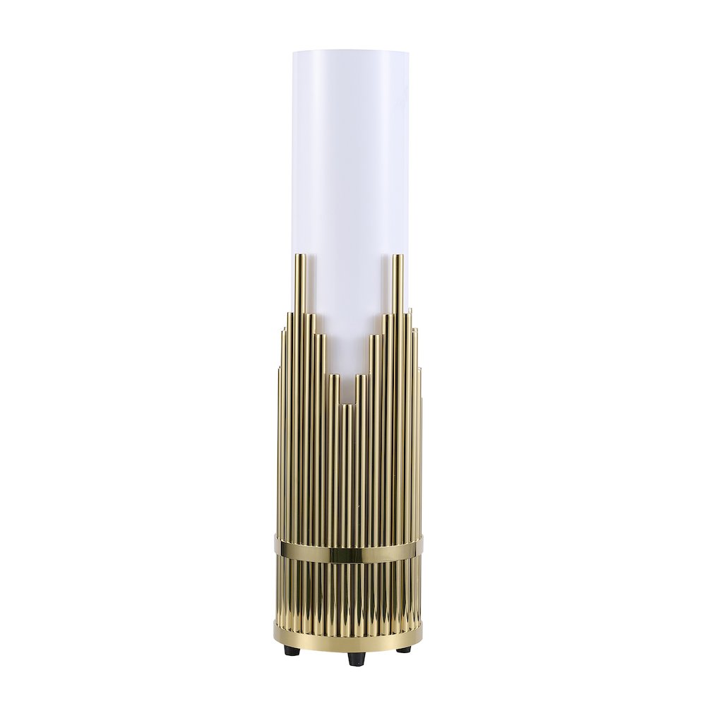 2-Light Champagne Gold Stainless Steel Table Lamp With A White Acrylic Shade