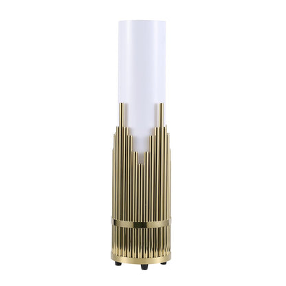 2-Light Champagne Gold Stainless Steel Table Lamp With A White Acrylic Shade