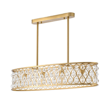 4-Light Gold Chandelier With Clear Crystal Accents