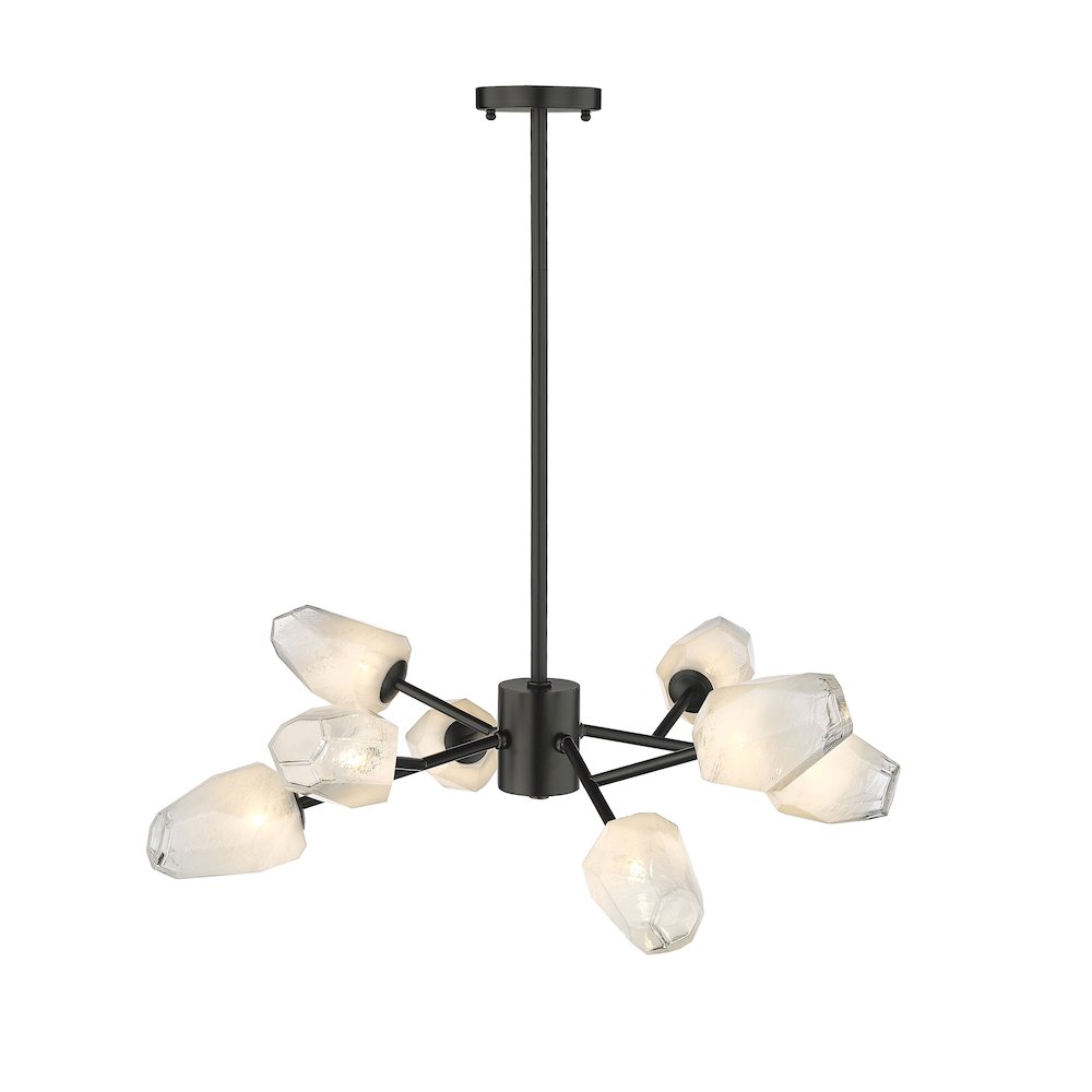 8-Light Black Chandelier With White Glass Shades