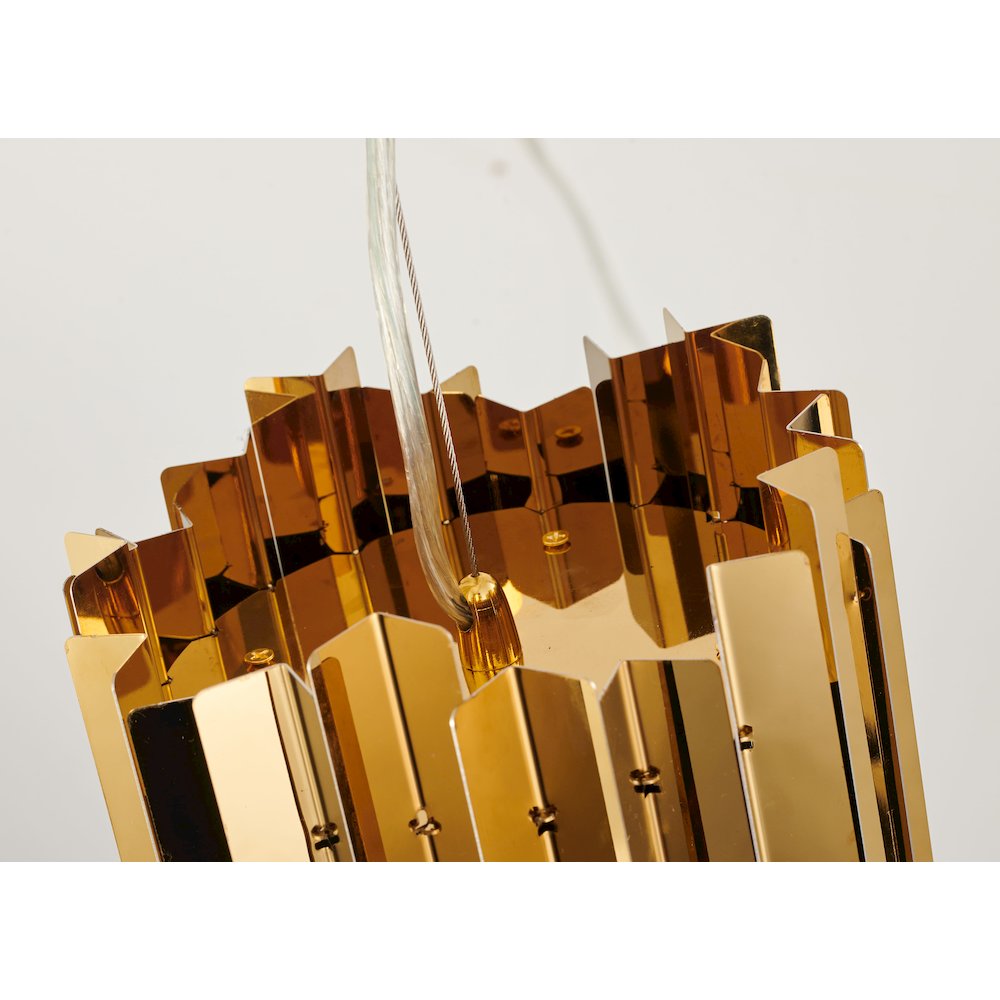 1-Light Gold Stainless Steel Pendant With Clear Crystals