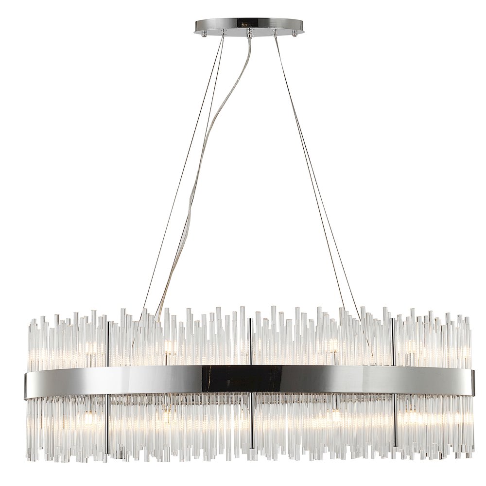 24-Light Chrome Stainless Steel Chandelier With Clear Glass Rods