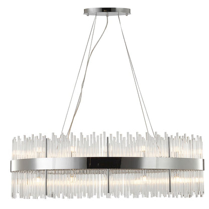 24-Light Chrome Stainless Steel Chandelier With Clear Glass Rods