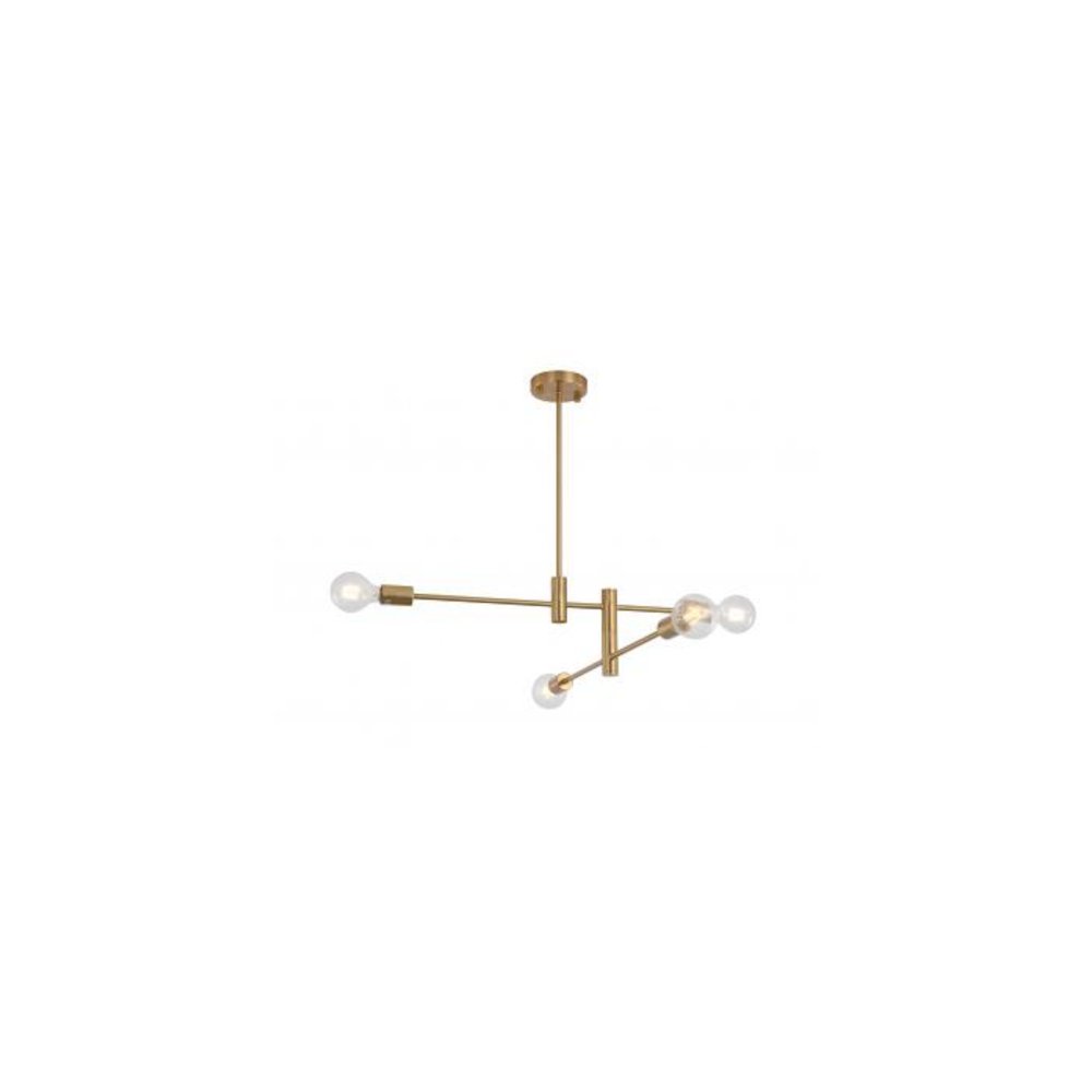 4-Light Brushed Bronze Pipe Arm Chandelier