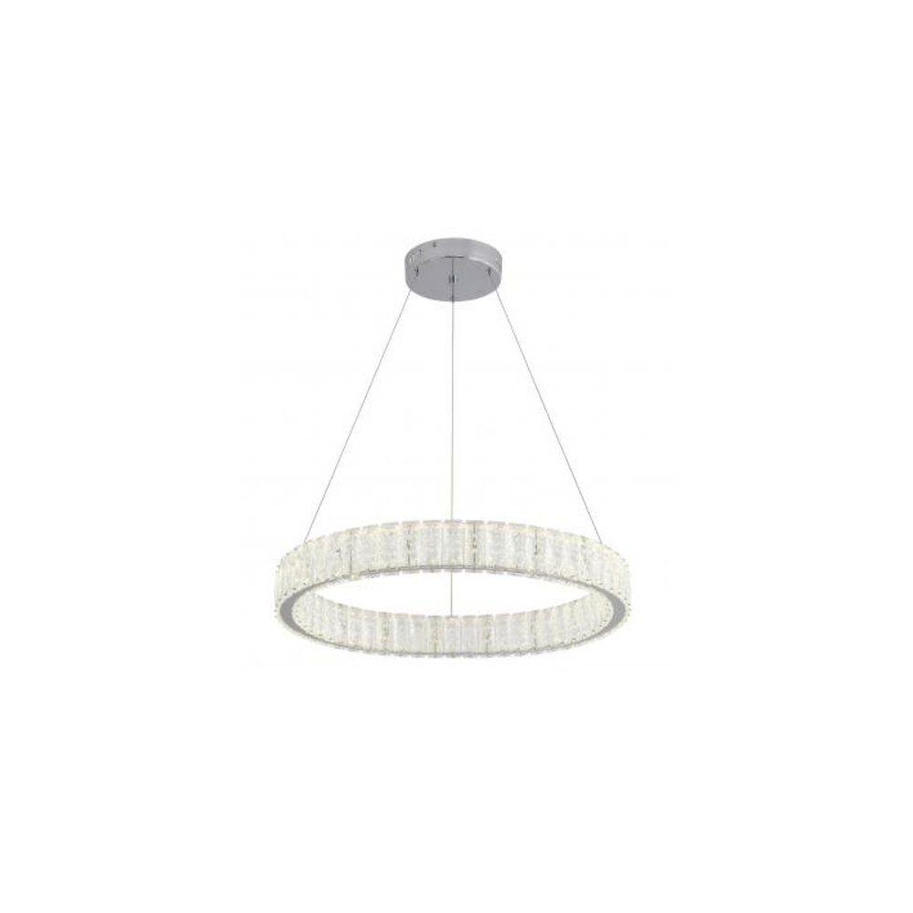 1-Light Chrome LED Chandelier With Clear Crystals