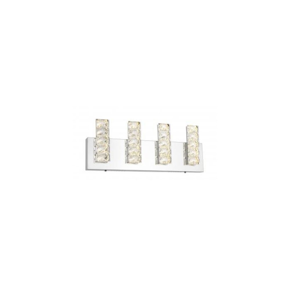 4-Light Chrome LED Wall Sconce With Clear Crystals