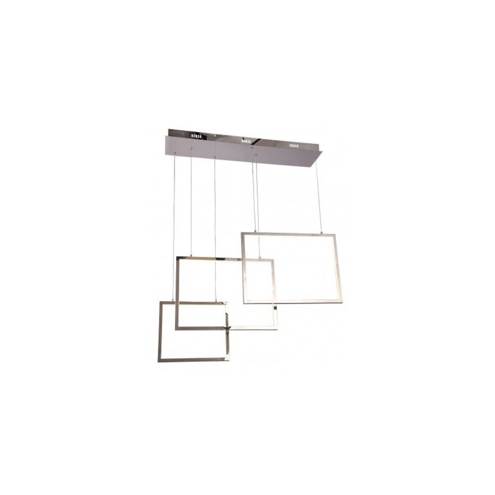 3-Light Chrome LED Chandelier With Hanging Box Lights