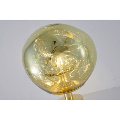 1-Light Gold Metal Table Lamp With A Gold Acrylic Distorted ORB Shade