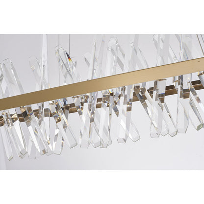 4-Light Gold LED Chandelier With Clear Crystal Accents