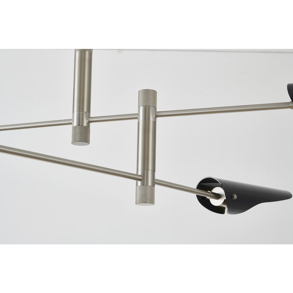 4-Light Shiny Nickel Chandelier With Black Shades