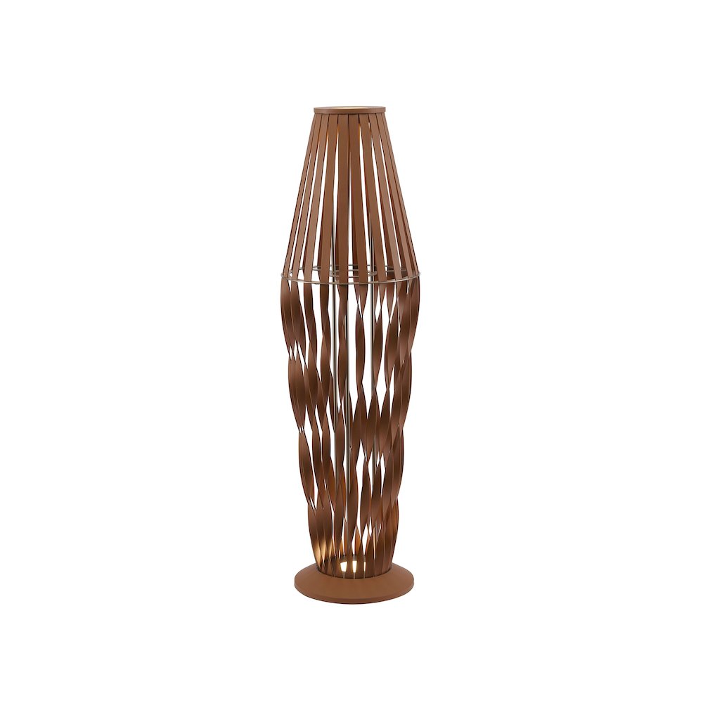 3-Light Black Iron LED Floor Lamp With Leather Accents