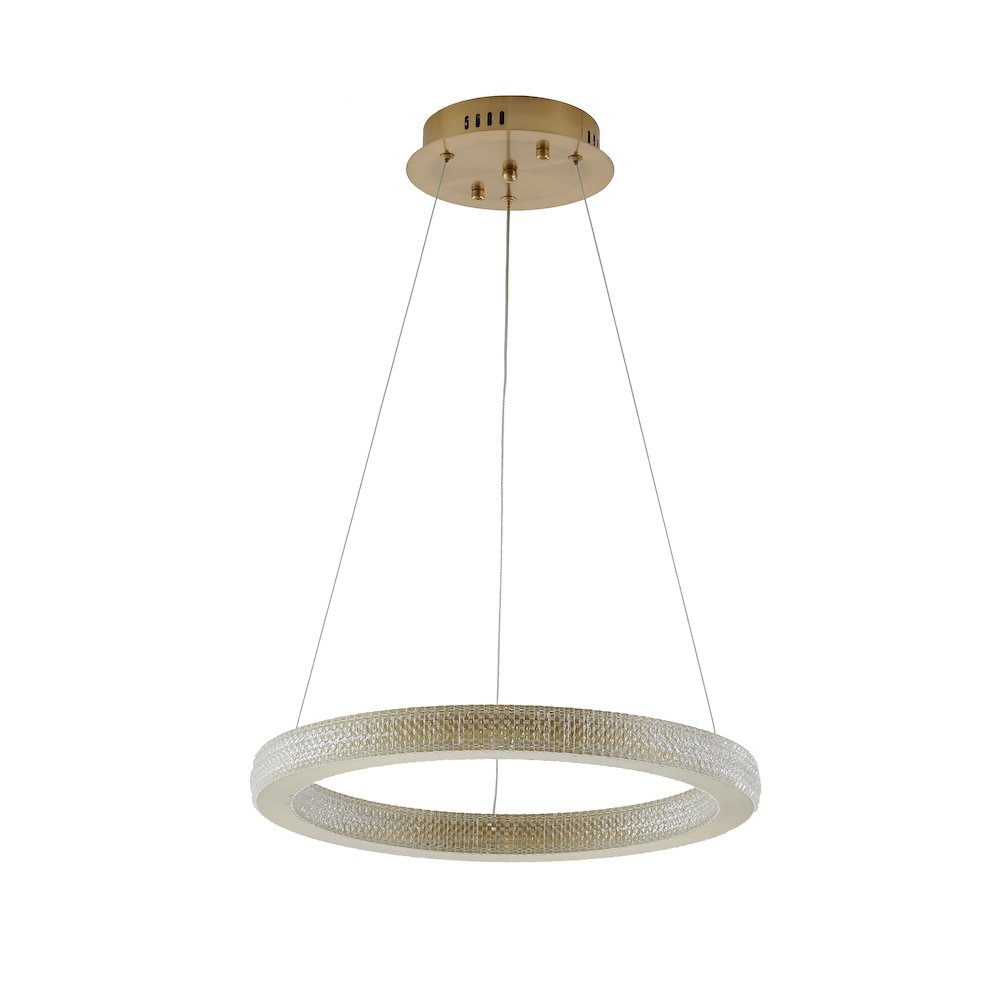 1-Light Sand Gold LED Chandelier With A Clear Acrylic Diffuser