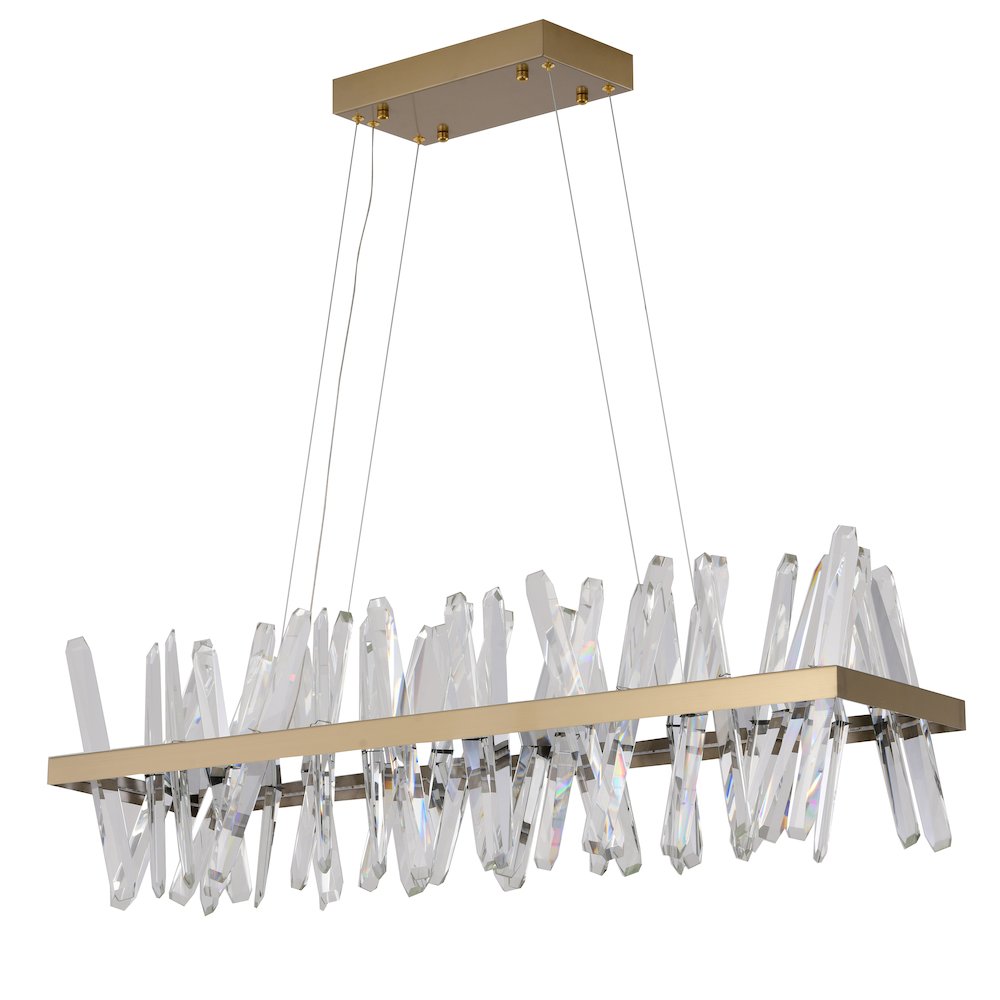 4-Light Gold LED Chandelier With Clear Crystal Accents