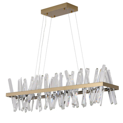 4-Light Gold LED Chandelier With Clear Crystal Accents