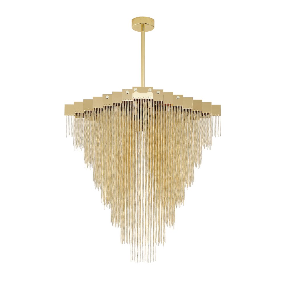 16-Light Gold Chandelier With Hanging Aluminum Chains