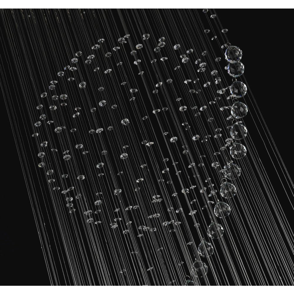 9-Light Chrome Chandelier With Clear Hanging Crystals And Beads