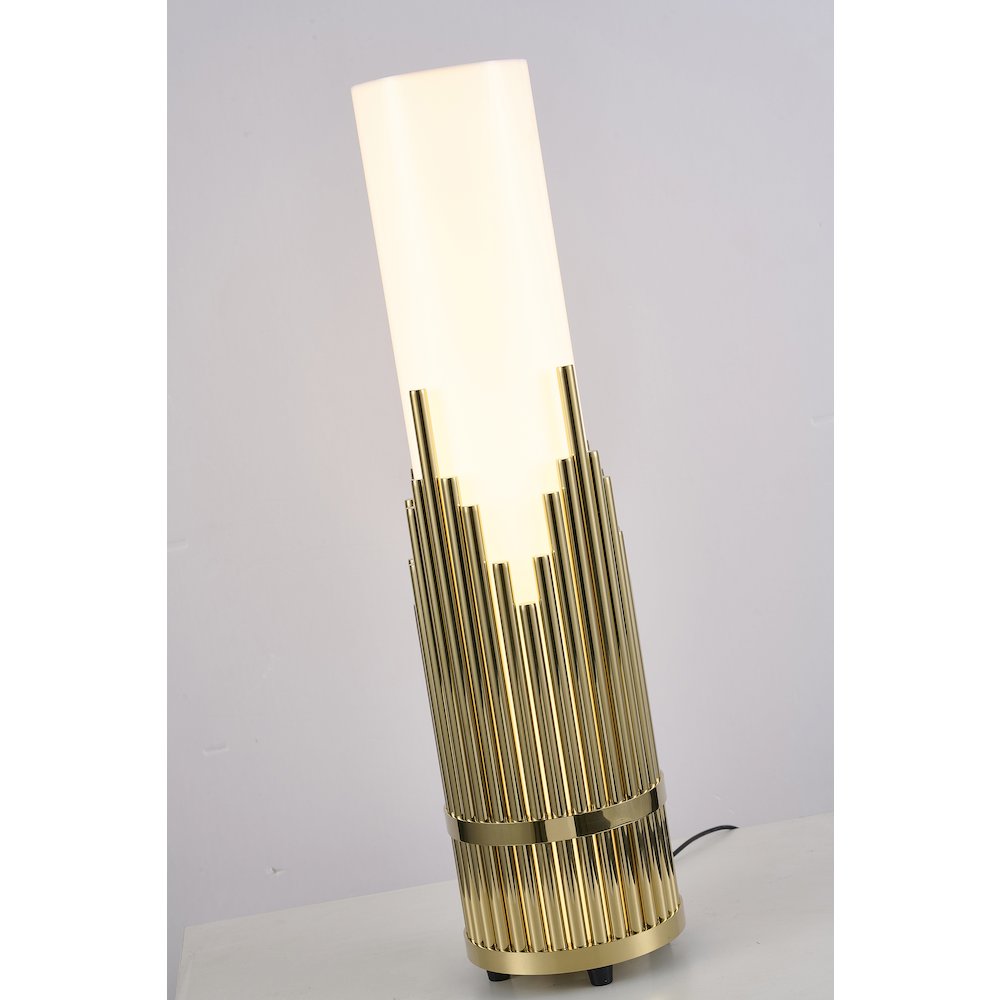 2-Light Champagne Gold Stainless Steel Table Lamp With A White Acrylic Shade