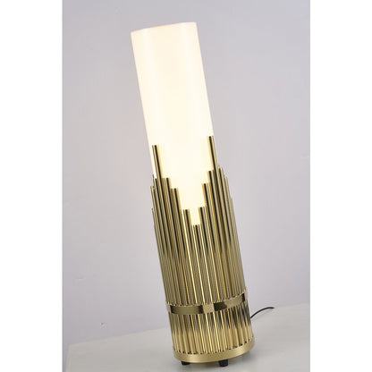 2-Light Champagne Gold Stainless Steel Table Lamp With A White Acrylic Shade