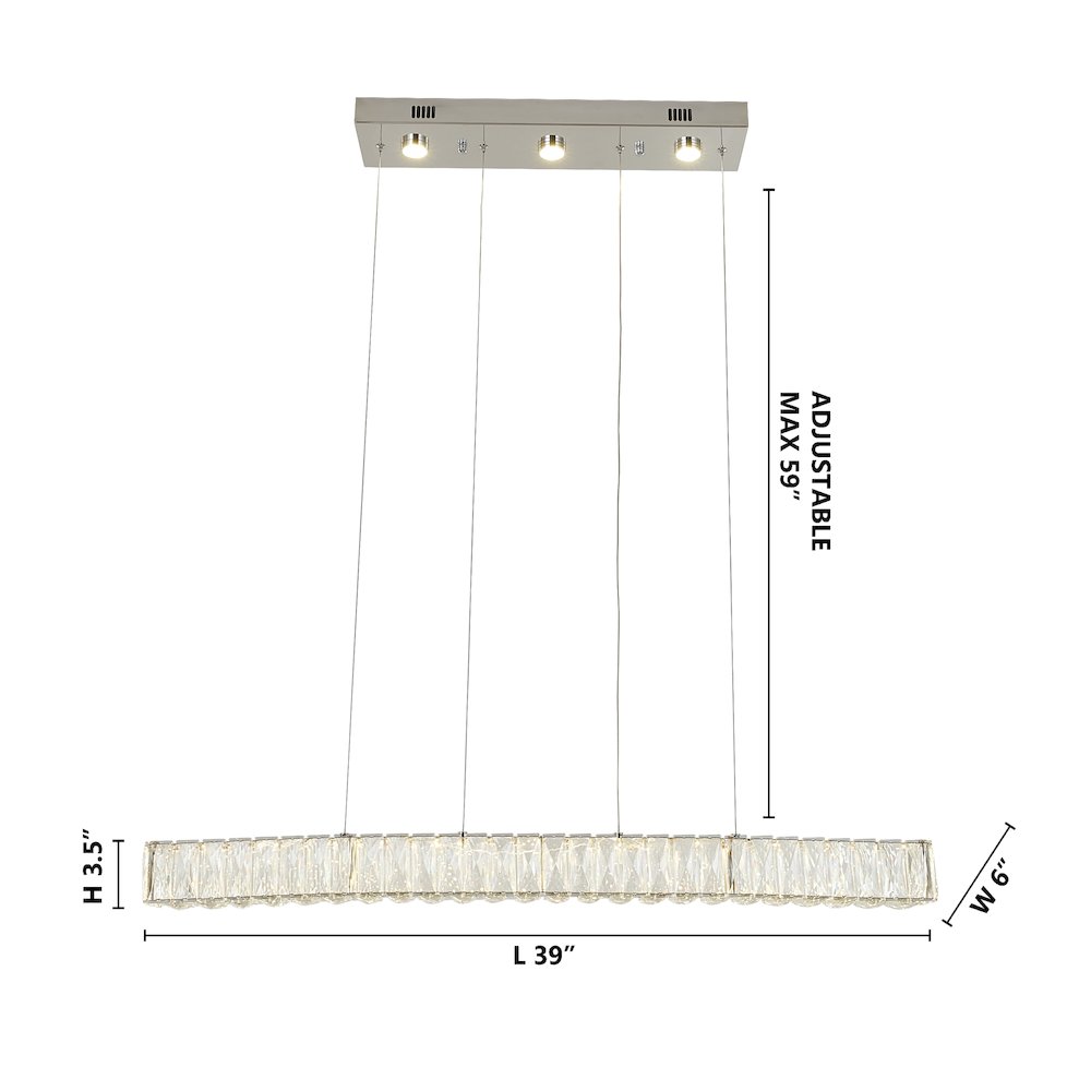 4-Light Chrome LED Chandelier With Clear Crystals