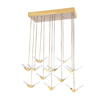 26-Light Gold Steel Dimmable LED Chandelier With White Acrylic Diffusers