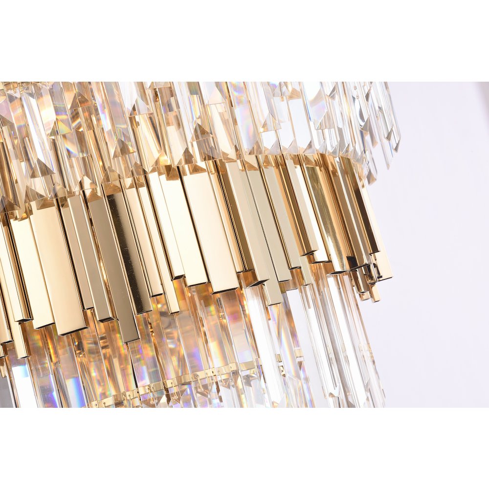42-Light 4-Tier Gold Chandelier With Clear Crystals