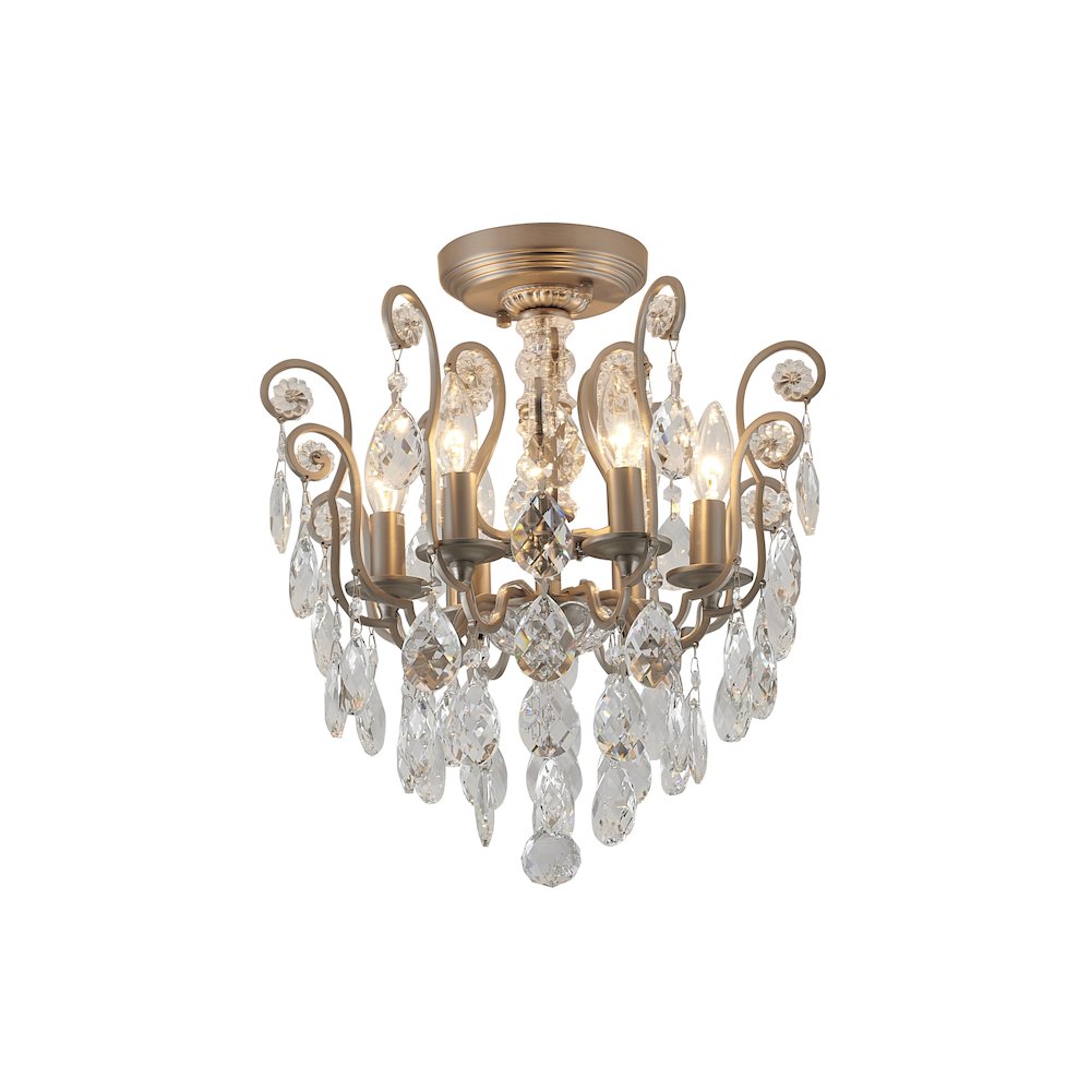 6-Light Pewter Chandelier With Clear Crystals