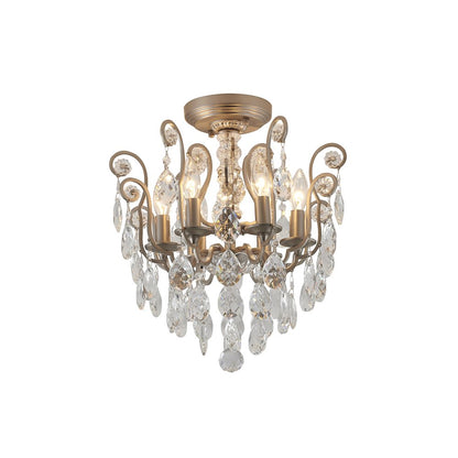 6-Light Pewter Chandelier With Clear Crystals