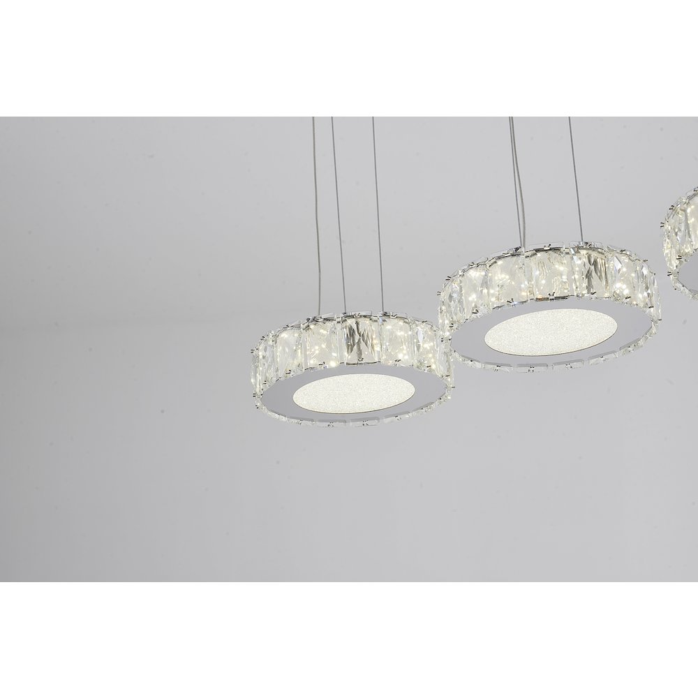 7-Light Chrome LED Chandelier With Clear Crystals