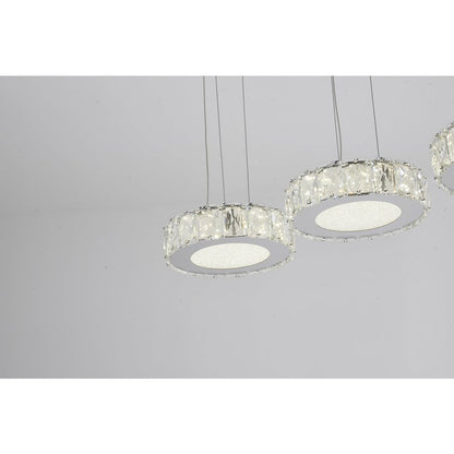7-Light Chrome LED Chandelier With Clear Crystals