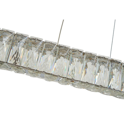 4-Light Chrome LED Chandelier With Clear Crystals