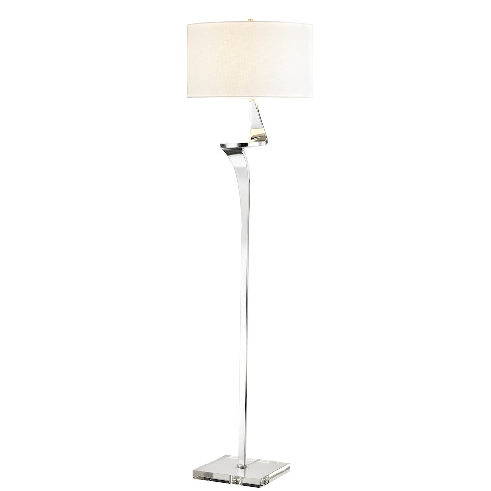 1-Light Chrome Swiveled Floor Lamp With A White Shade