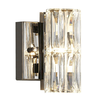 1-Light Chrome Wall Sconce With Clear Crystal Accents