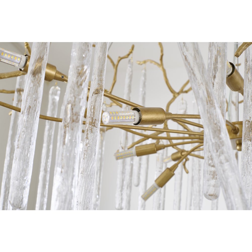 16-Light Brass Aluminum Chandelier With Clear Glass Drop