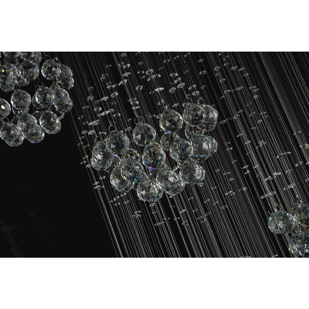 16-Light Chrome Chandelier With Clear Hanging Crystals And Beads