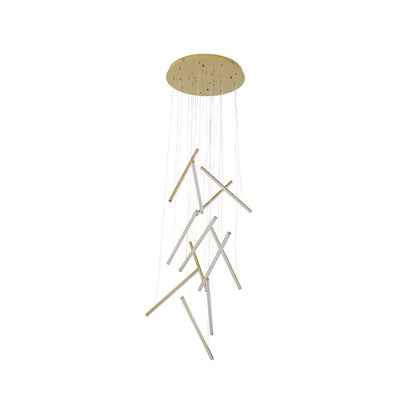 12-Light Brass Metal LED Chandelier With White Acrylic Diffusers