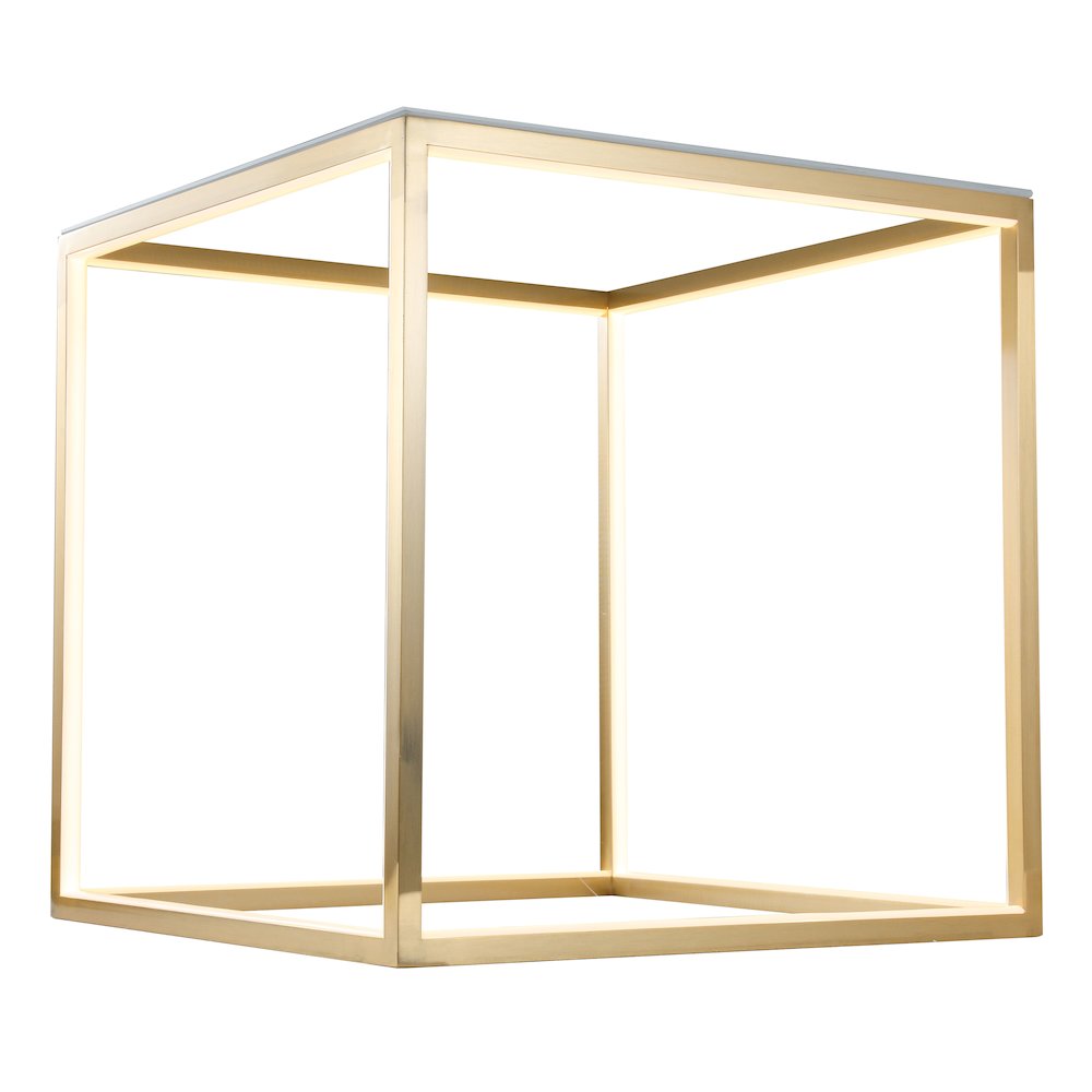 12-Light Gold Aluminum LED Side Table With A Frosted Glass Top