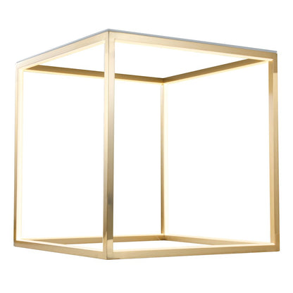 12-Light Gold Aluminum LED Side Table With A Frosted Glass Top